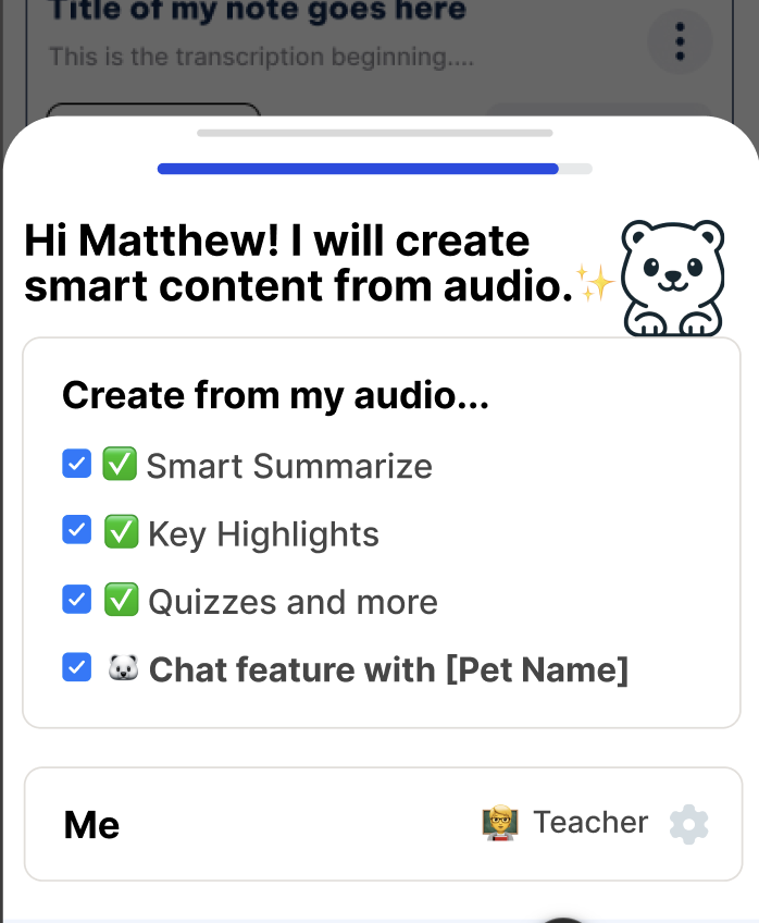 Best AI note taker for students, impressive homepage interface showcasing audio converting to study materials.