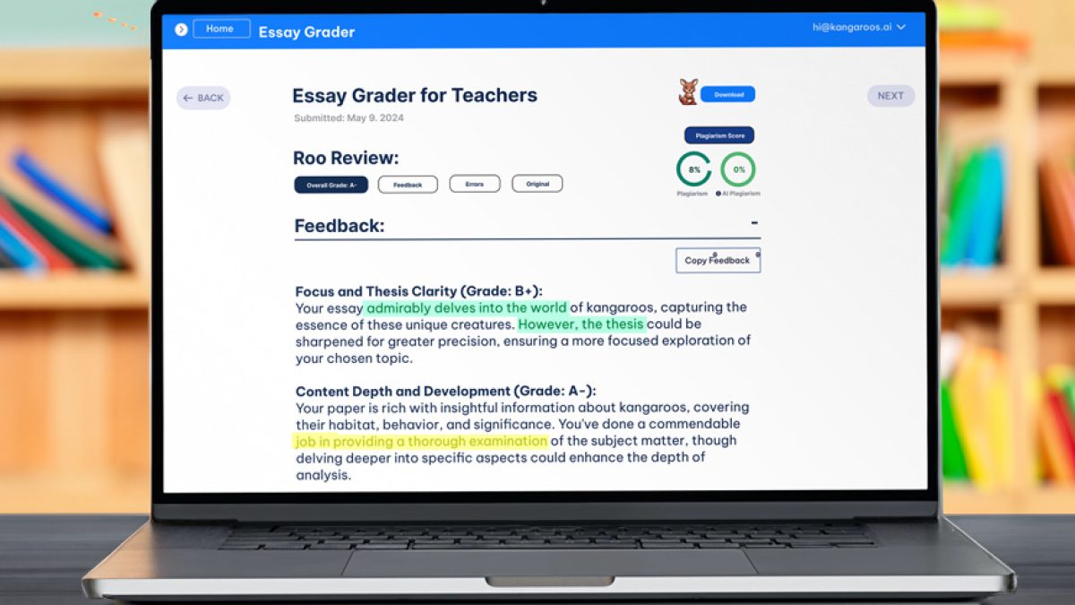 AI Essay Grader Feedback Platform UI interface